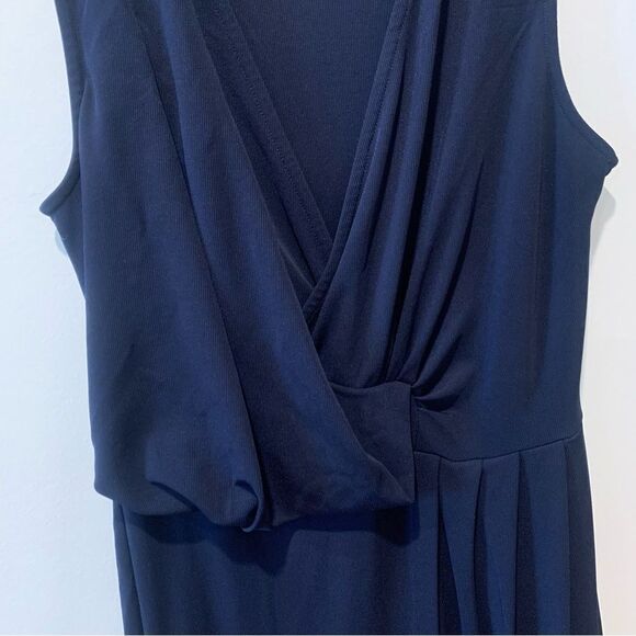 Next Tall Sleeveless V-Neck Maxi Dress Gown Navy Blue Size UK 12 - Picture 2 of 6